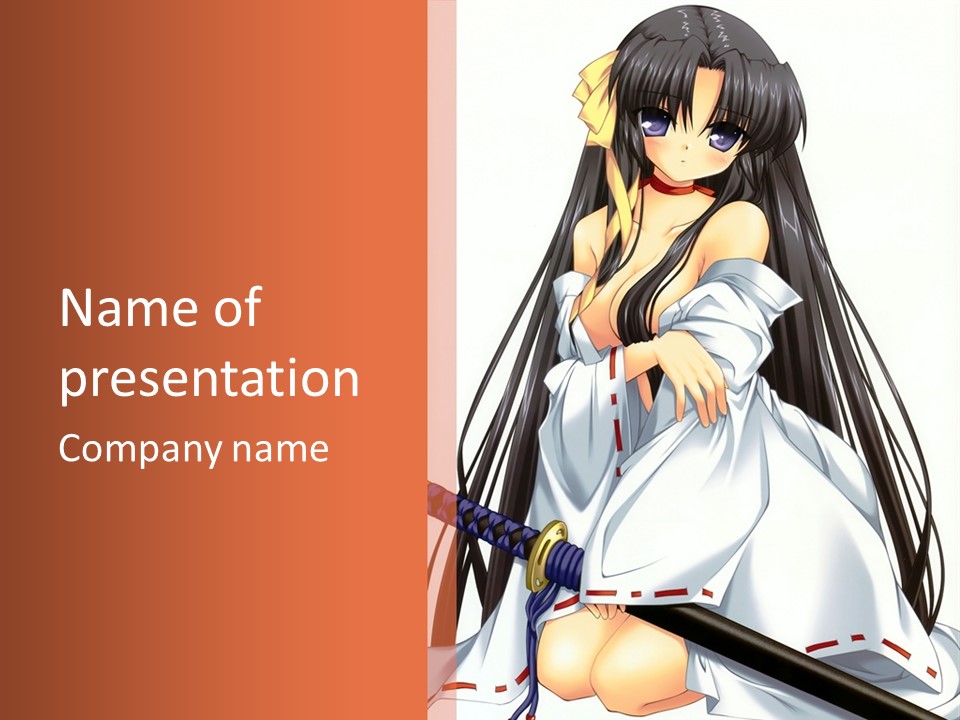 A Woman In A White Dress Holding A Sword PowerPoint Template