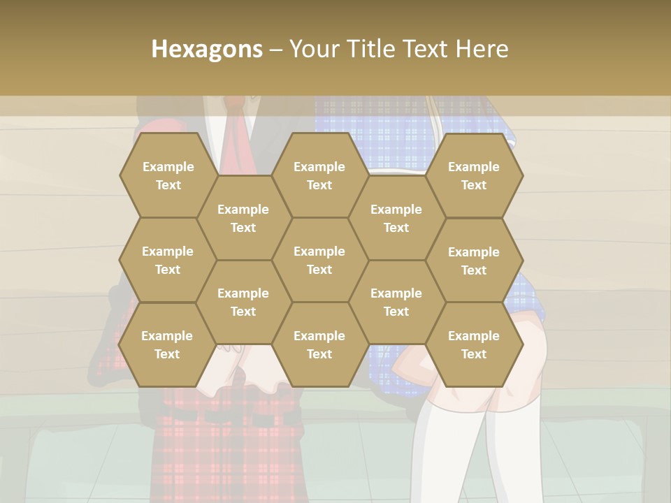 A Couple Of Anime Characters Sitting On A Bench PowerPoint Template