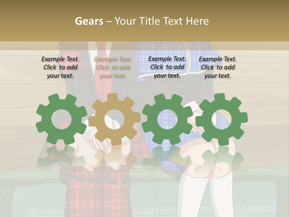 A Couple Of Anime Characters Sitting On A Bench PowerPoint Template