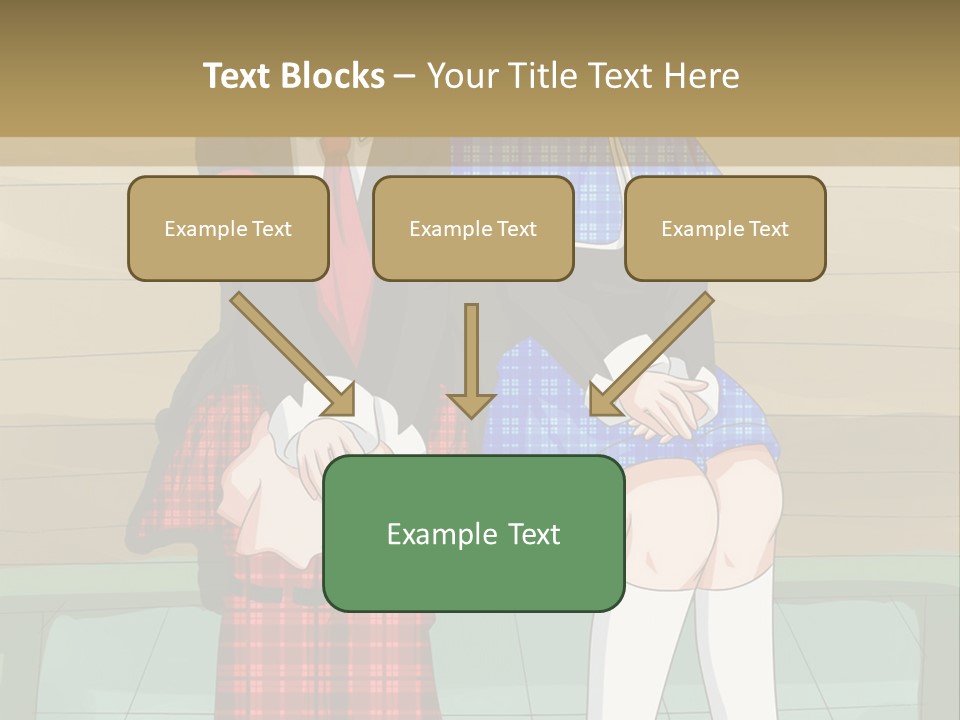 A Couple Of Anime Characters Sitting On A Bench PowerPoint Template