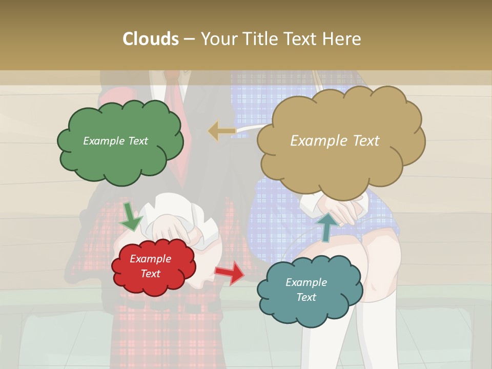 A Couple Of Anime Characters Sitting On A Bench PowerPoint Template