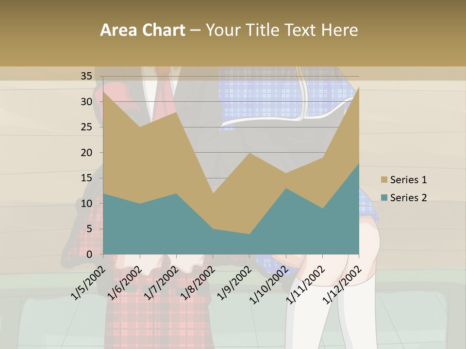 A Couple Of Anime Characters Sitting On A Bench PowerPoint Template