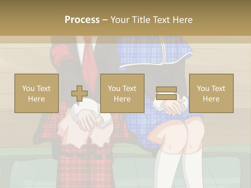 A Couple Of Anime Characters Sitting On A Bench PowerPoint Template