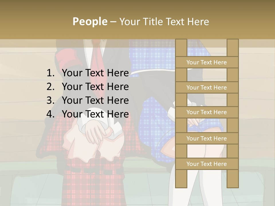 A Couple Of Anime Characters Sitting On A Bench PowerPoint Template