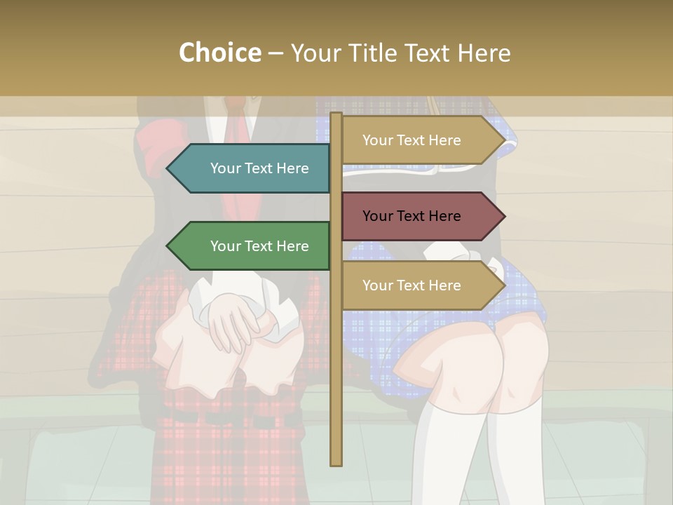 A Couple Of Anime Characters Sitting On A Bench PowerPoint Template