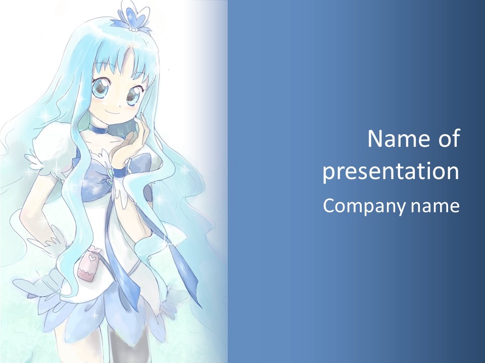 A Girl With Blue Hair Is Standing In Front Of A Blue Background PowerPoint Template