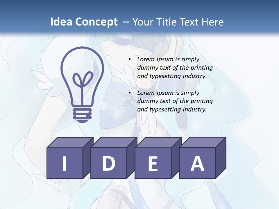 A Girl With Blue Hair Is Standing In Front Of A Blue Background PowerPoint Template