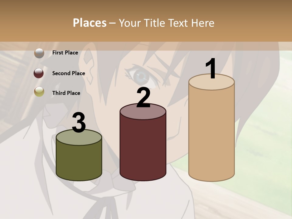 A Anime Character With Blue Eyes And Brown Hair PowerPoint Template