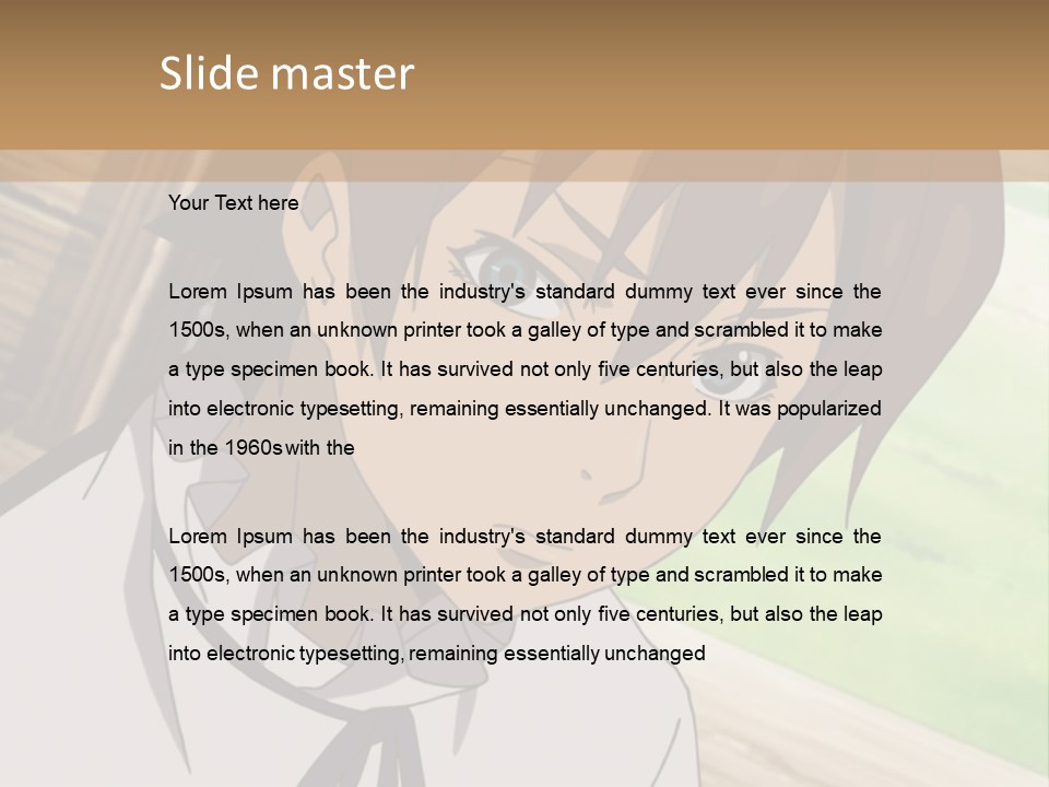 A Anime Character With Blue Eyes And Brown Hair PowerPoint Template