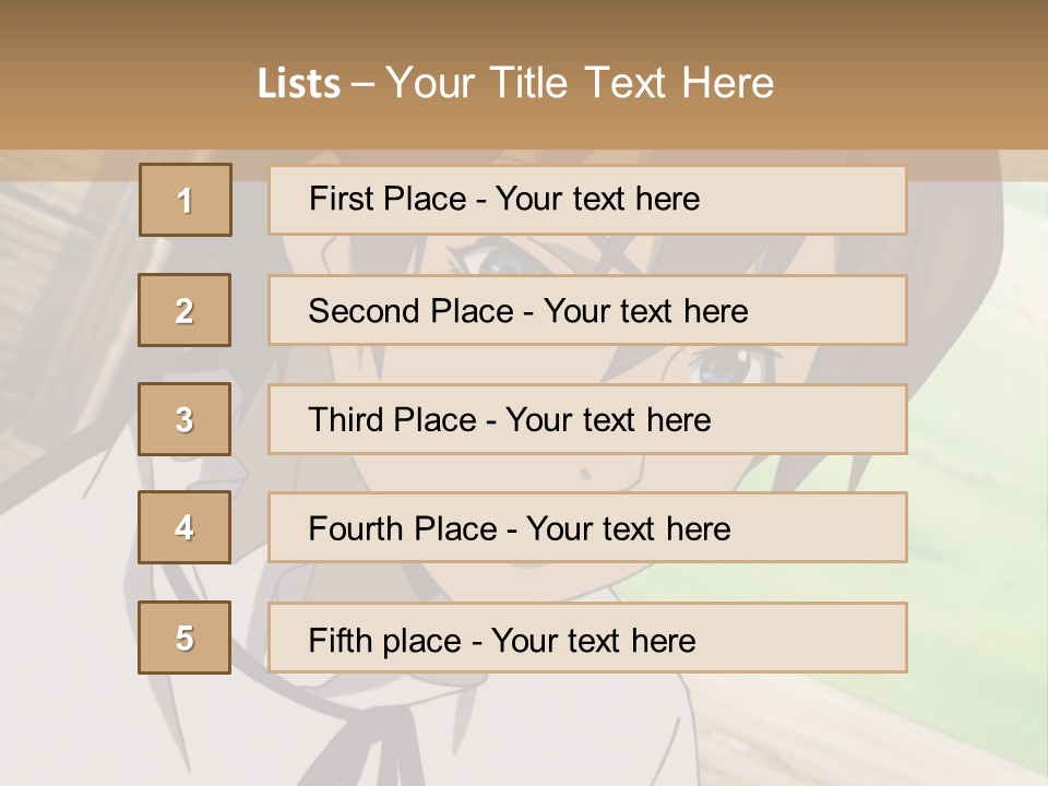 A Anime Character With Blue Eyes And Brown Hair PowerPoint Template