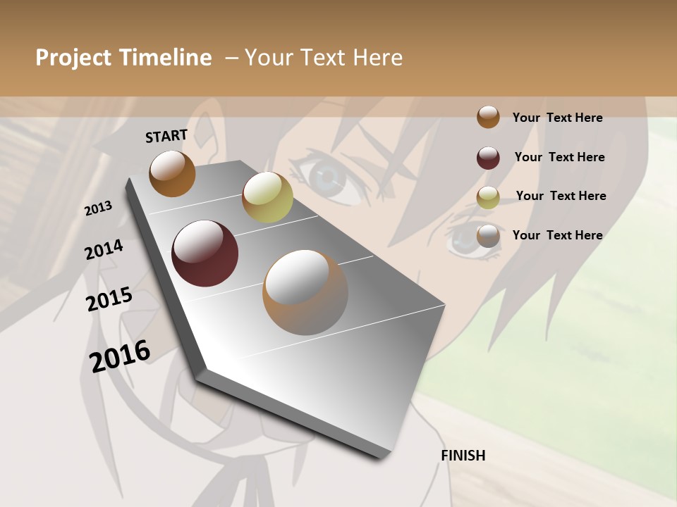 A Anime Character With Blue Eyes And Brown Hair PowerPoint Template