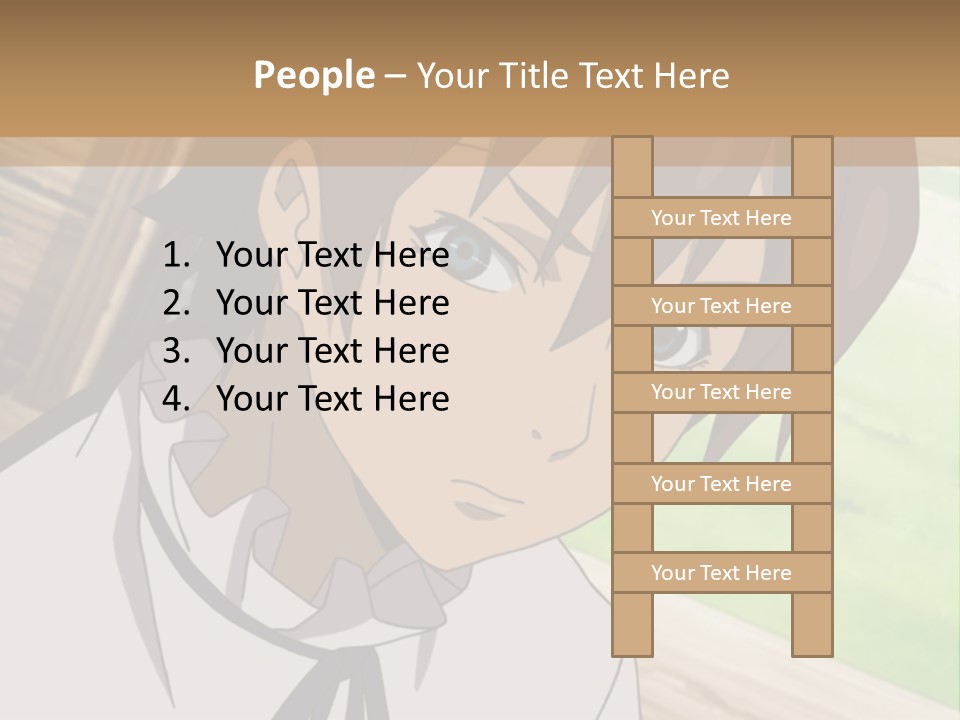 A Anime Character With Blue Eyes And Brown Hair PowerPoint Template