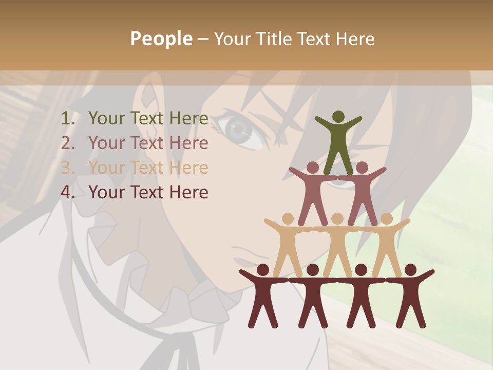 A Anime Character With Blue Eyes And Brown Hair PowerPoint Template