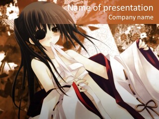 A Woman In A White Dress With Long Black Hair PowerPoint Template