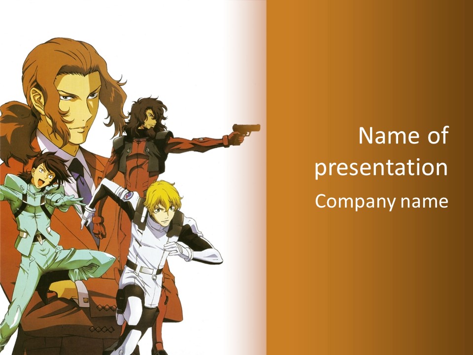 A Group Of Anime Characters With Guns In Their Hands PowerPoint Template