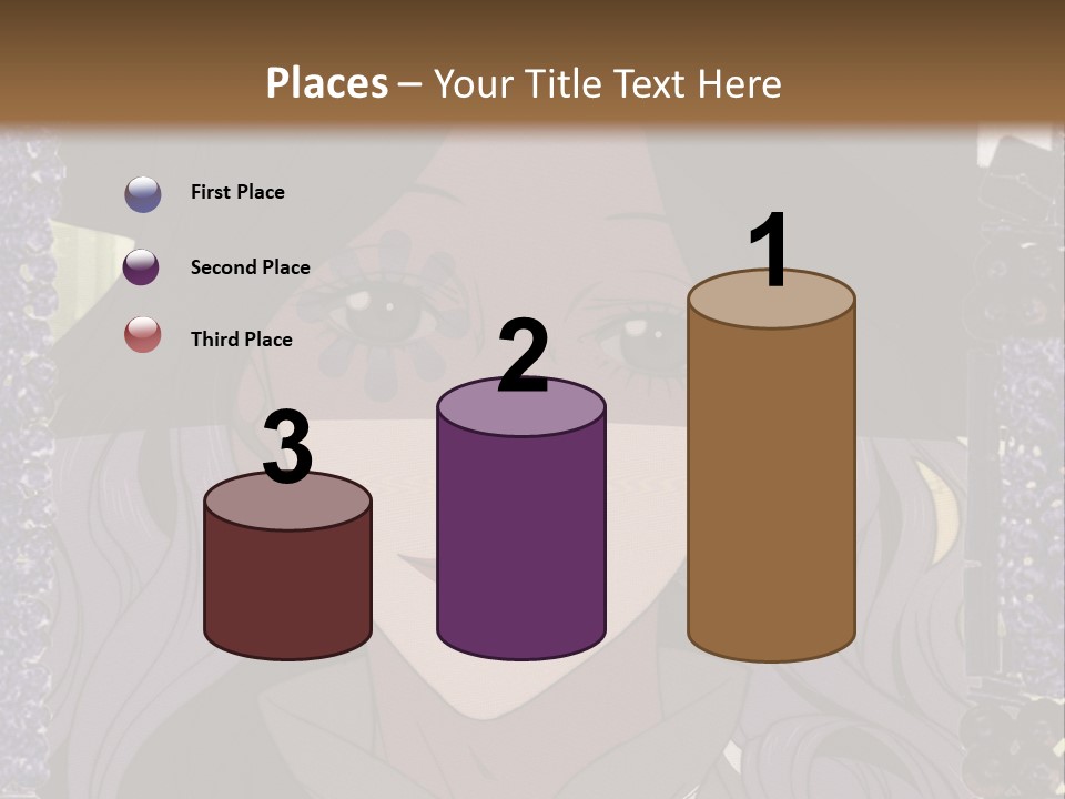 A Woman With Long Hair Wearing A Hat And Bow Tie PowerPoint Template