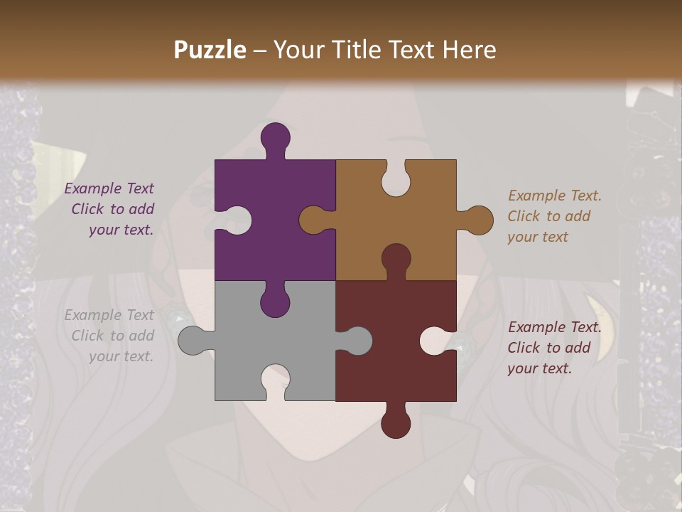 A Woman With Long Hair Wearing A Hat And Bow Tie PowerPoint Template