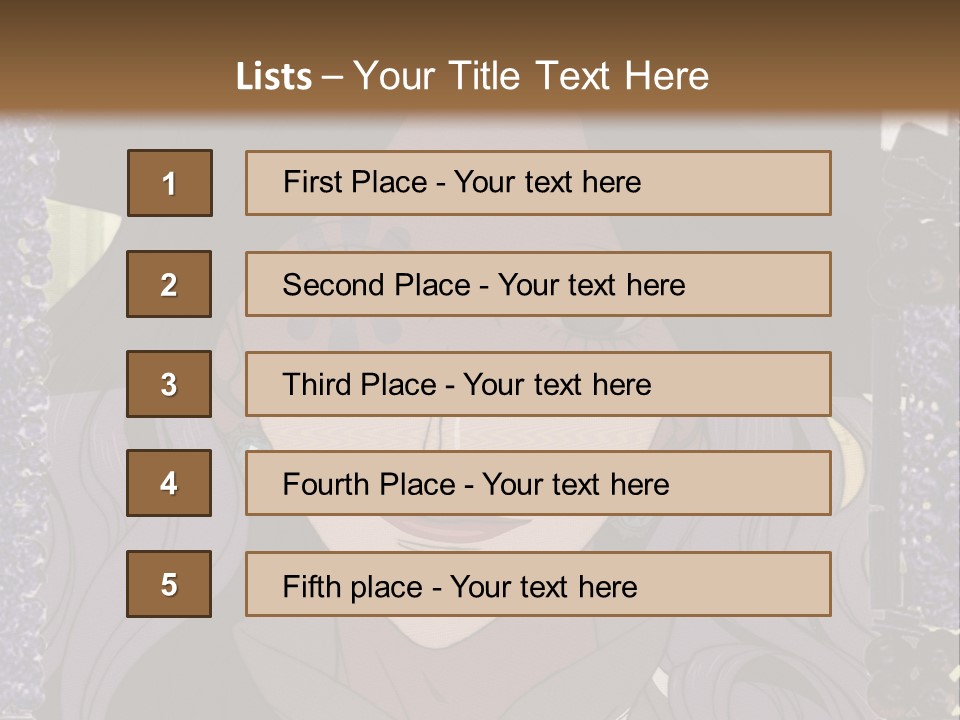 A Woman With Long Hair Wearing A Hat And Bow Tie PowerPoint Template