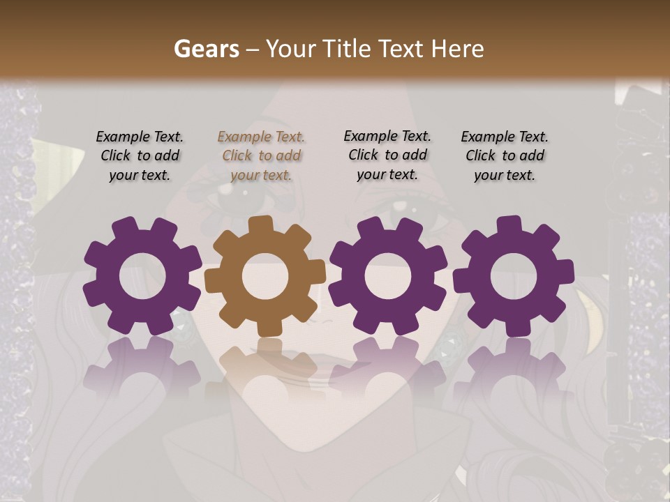 A Woman With Long Hair Wearing A Hat And Bow Tie PowerPoint Template