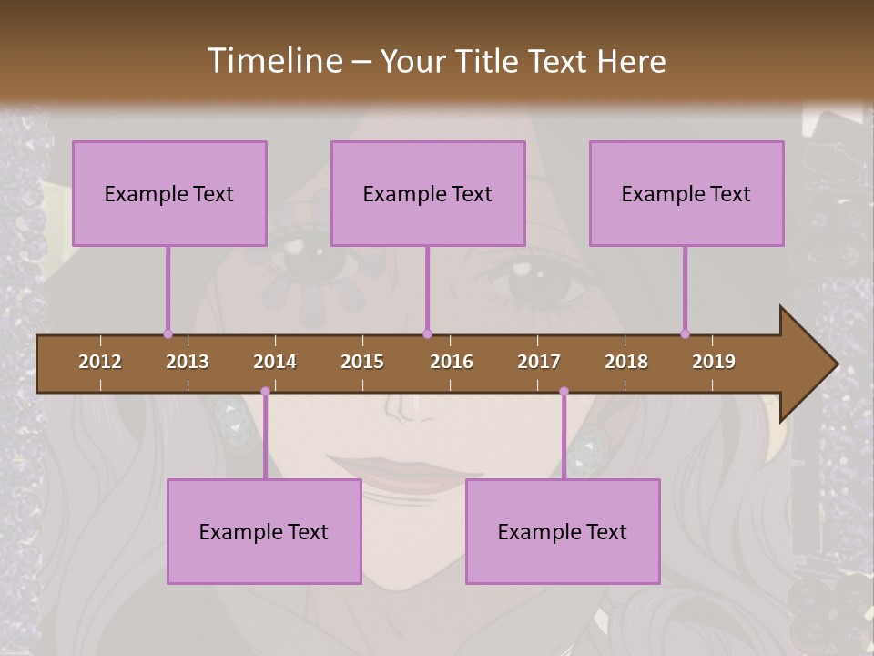 A Woman With Long Hair Wearing A Hat And Bow Tie PowerPoint Template