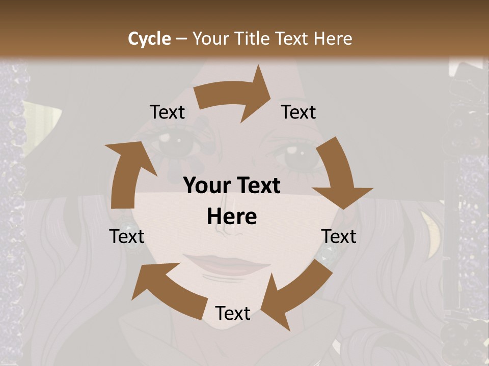 A Woman With Long Hair Wearing A Hat And Bow Tie PowerPoint Template