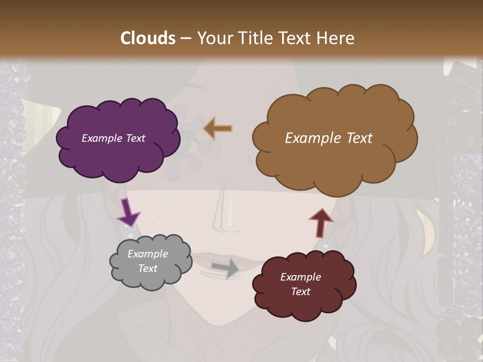 A Woman With Long Hair Wearing A Hat And Bow Tie PowerPoint Template