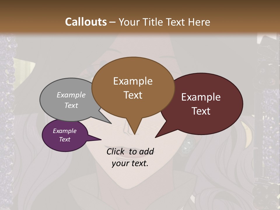 A Woman With Long Hair Wearing A Hat And Bow Tie PowerPoint Template