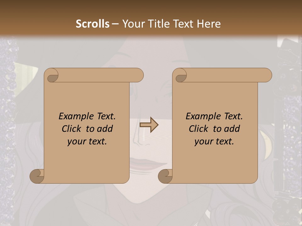 A Woman With Long Hair Wearing A Hat And Bow Tie PowerPoint Template