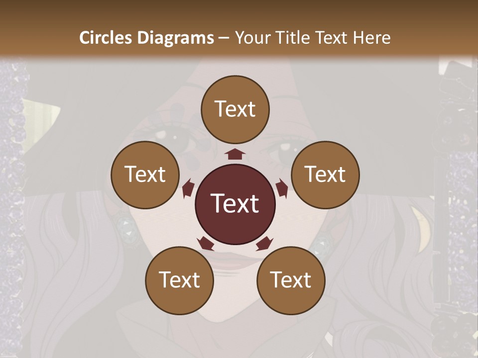 A Woman With Long Hair Wearing A Hat And Bow Tie PowerPoint Template