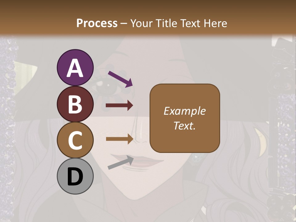 A Woman With Long Hair Wearing A Hat And Bow Tie PowerPoint Template