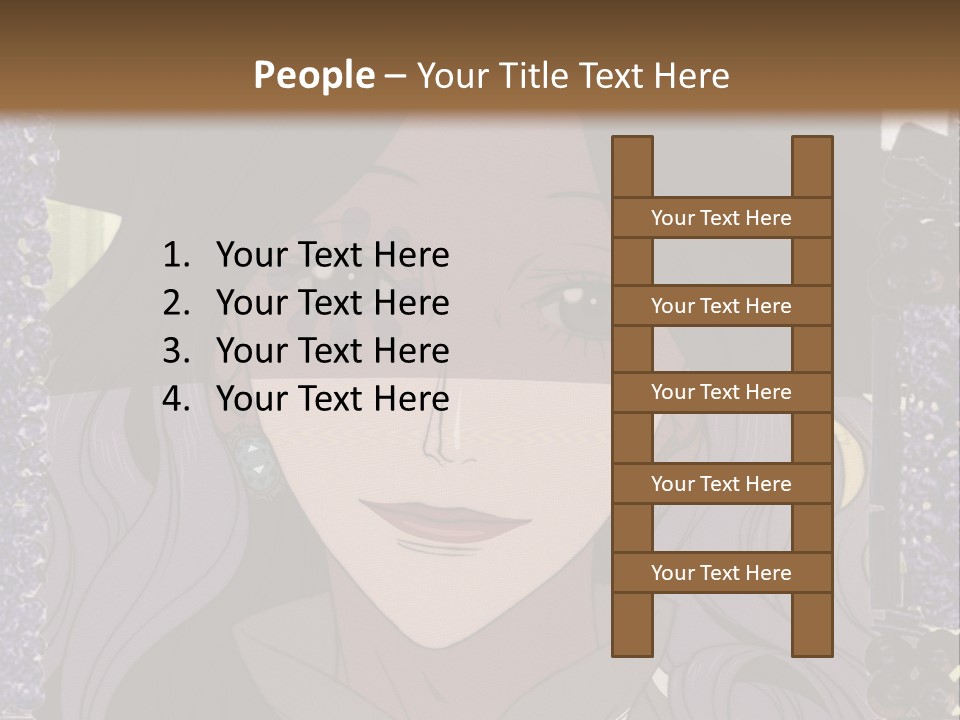 A Woman With Long Hair Wearing A Hat And Bow Tie PowerPoint Template