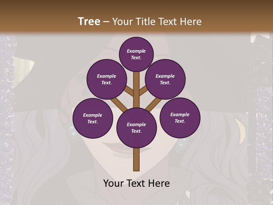 A Woman With Long Hair Wearing A Hat And Bow Tie PowerPoint Template