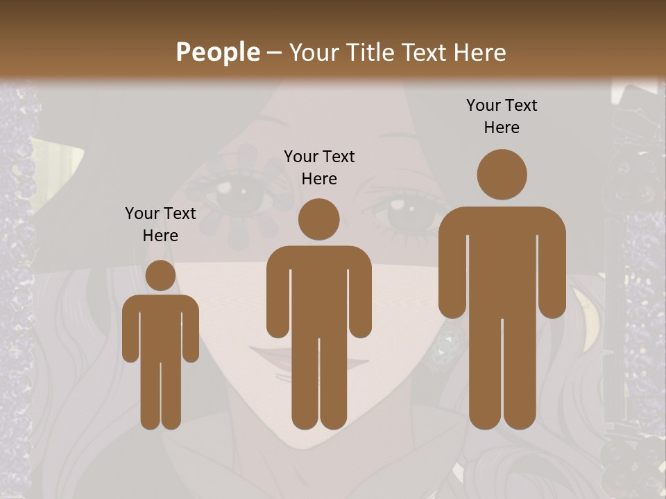 A Woman With Long Hair Wearing A Hat And Bow Tie PowerPoint Template