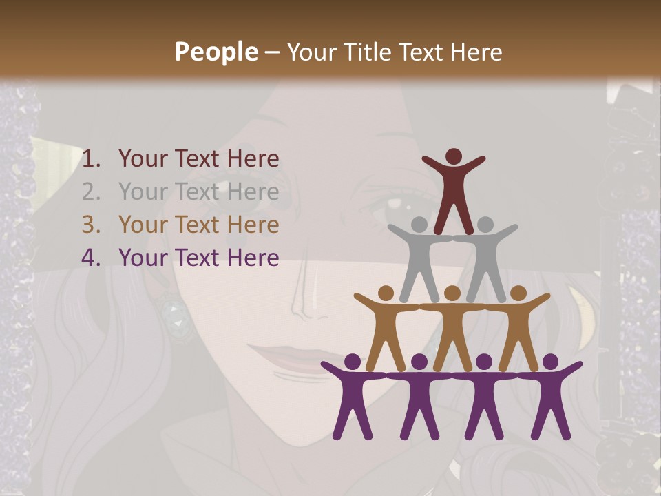 A Woman With Long Hair Wearing A Hat And Bow Tie PowerPoint Template