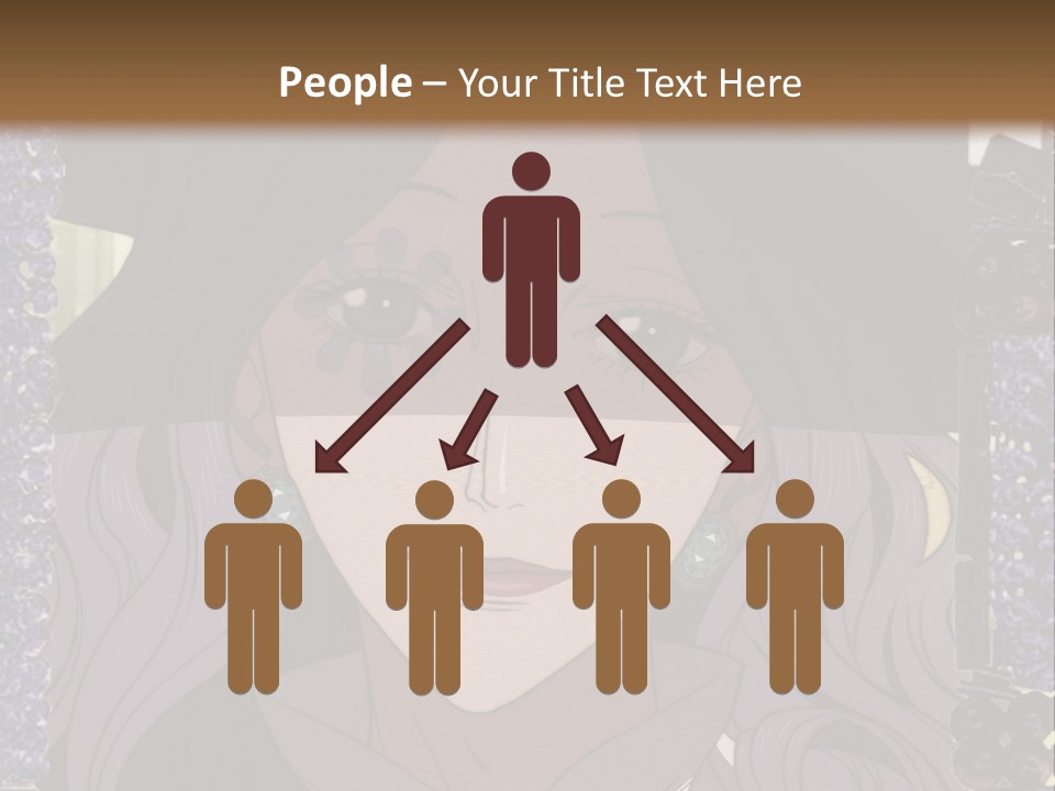 A Woman With Long Hair Wearing A Hat And Bow Tie PowerPoint Template