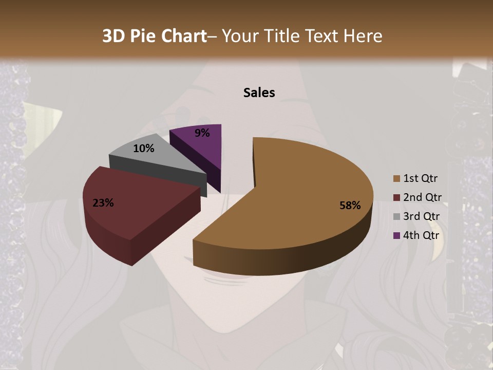 A Woman With Long Hair Wearing A Hat And Bow Tie PowerPoint Template