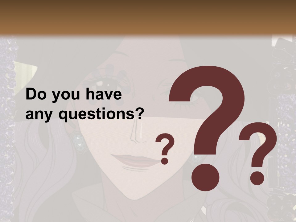 A Woman With Long Hair Wearing A Hat And Bow Tie PowerPoint Template