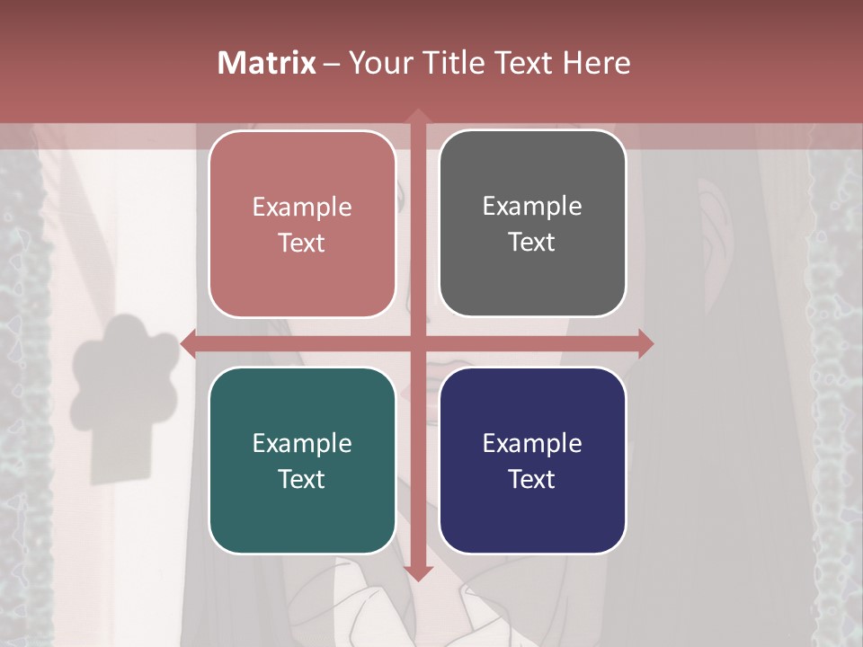 A Woman With Long Black Hair And A Bow Tie PowerPoint Template