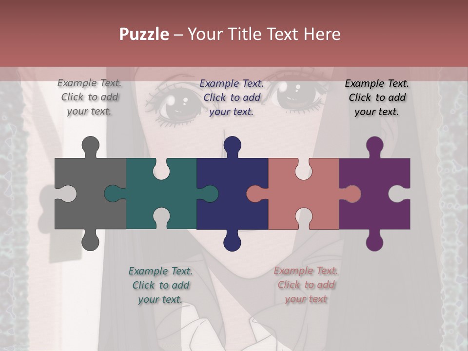 A Woman With Long Black Hair And A Bow Tie PowerPoint Template