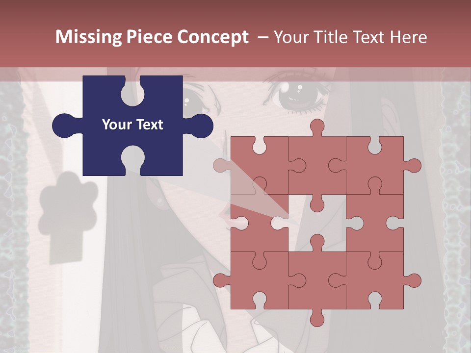 A Woman With Long Black Hair And A Bow Tie PowerPoint Template