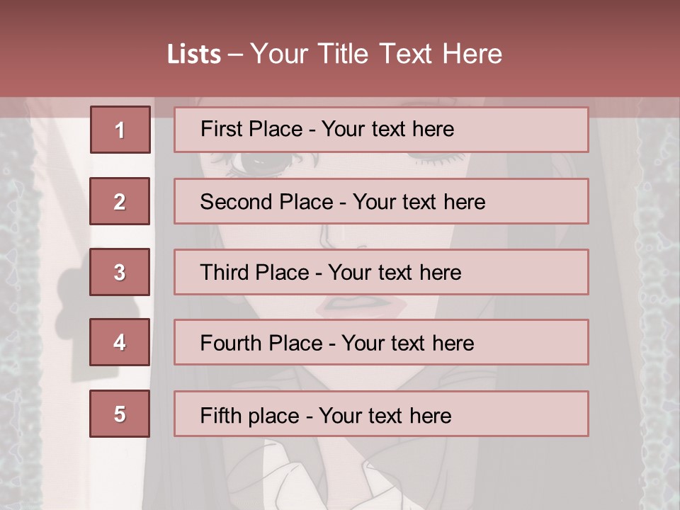 A Woman With Long Black Hair And A Bow Tie PowerPoint Template