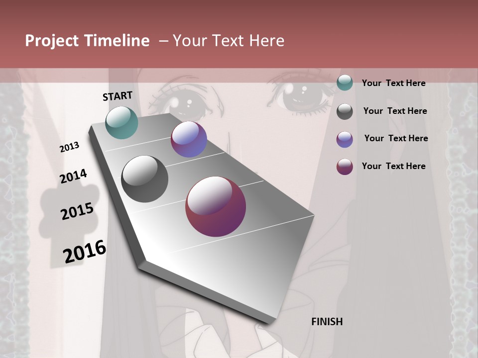 A Woman With Long Black Hair And A Bow Tie PowerPoint Template