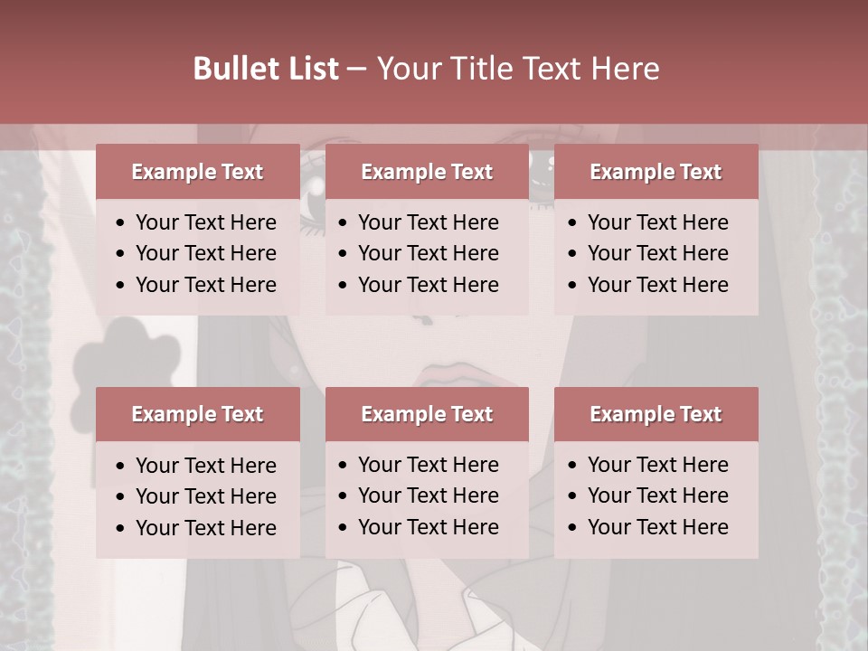 A Woman With Long Black Hair And A Bow Tie PowerPoint Template