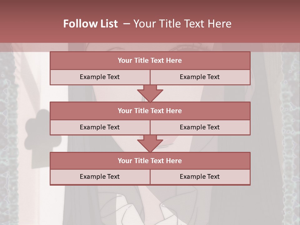 A Woman With Long Black Hair And A Bow Tie PowerPoint Template