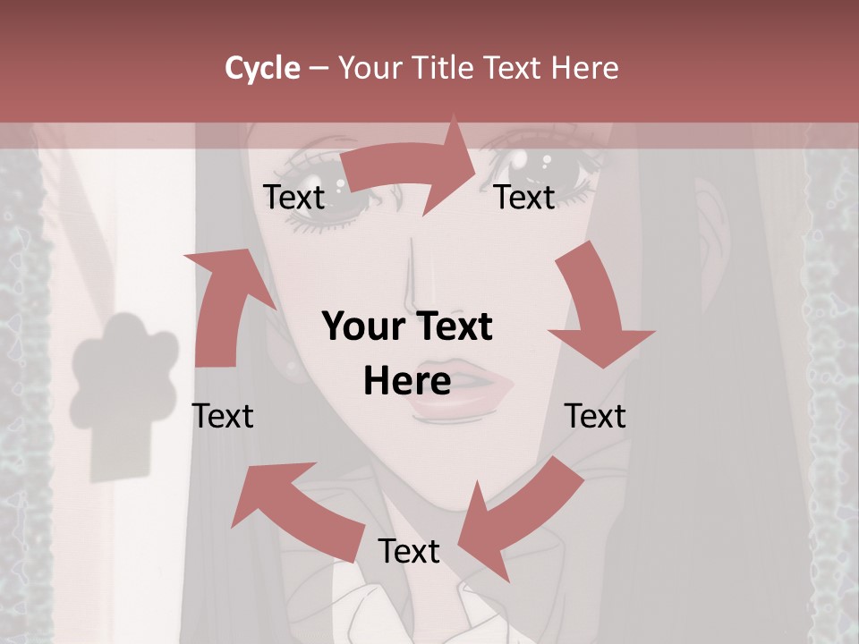 A Woman With Long Black Hair And A Bow Tie PowerPoint Template