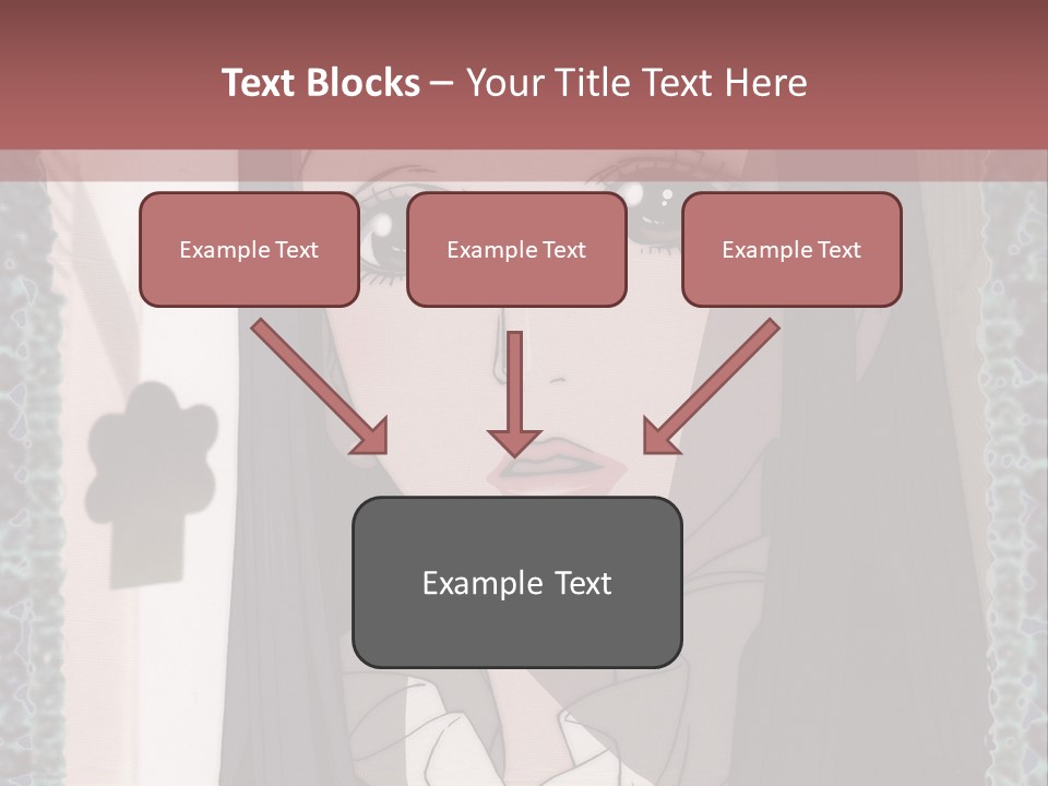 A Woman With Long Black Hair And A Bow Tie PowerPoint Template