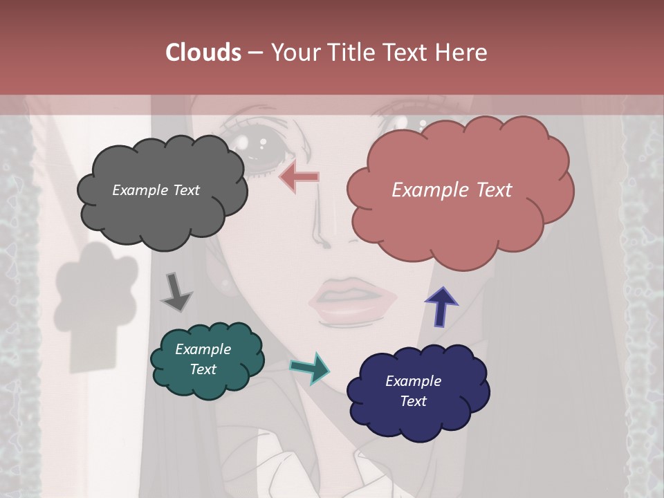 A Woman With Long Black Hair And A Bow Tie PowerPoint Template