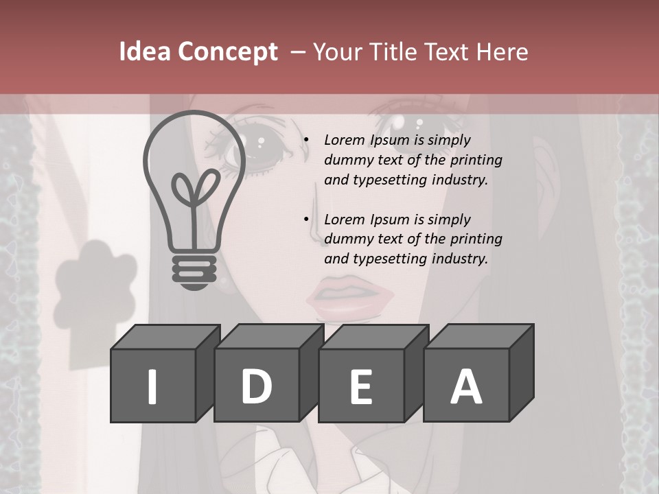 A Woman With Long Black Hair And A Bow Tie PowerPoint Template