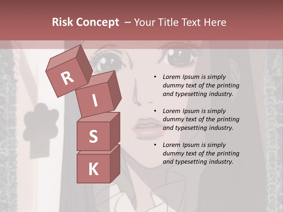 A Woman With Long Black Hair And A Bow Tie PowerPoint Template