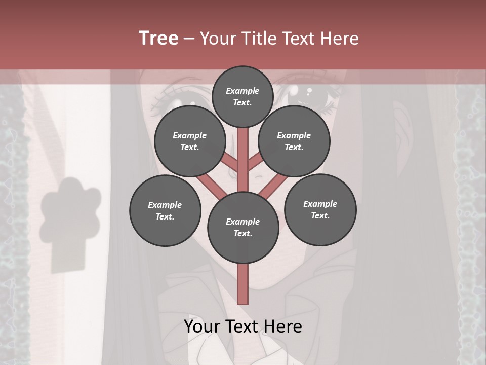 A Woman With Long Black Hair And A Bow Tie PowerPoint Template